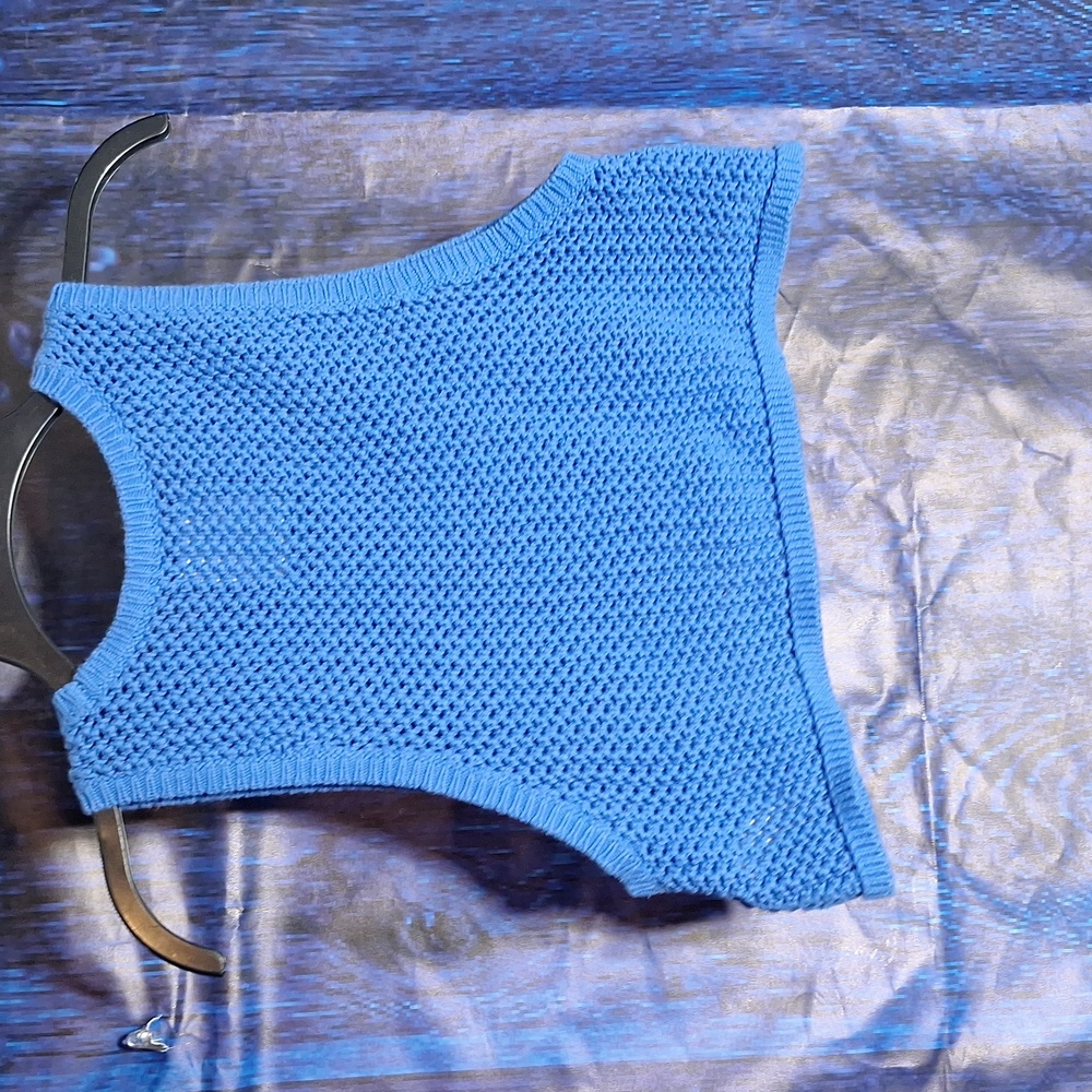 Offline blue  knitted cropped top - Picture 4 of 7